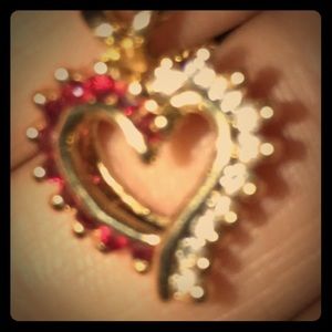 Ruby diamond heart pendant necklace